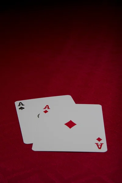 Two aces on red background — Stock Photo, Image