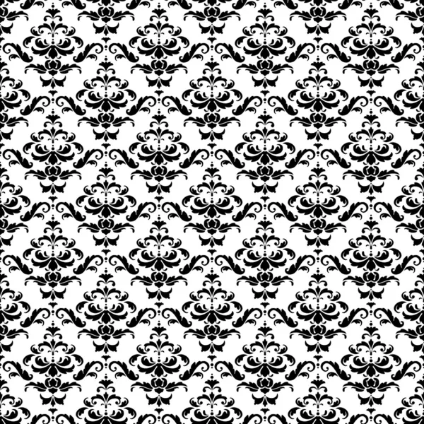 Patrón de damasco blanco y negro sin costuras — Archivo Imágenes Vectoriales