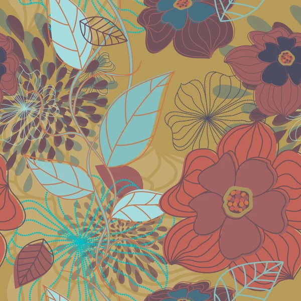 シームレスな大きな花のパターン — ストックベクタ