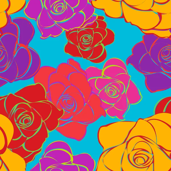 Patrón de rosas brillantes sin costuras — Vector de stock