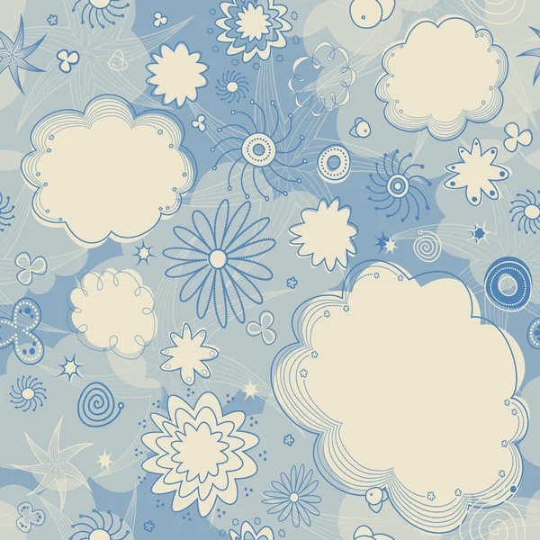 Modèle d'étoiles et de nuages sans couture — Image vectorielle