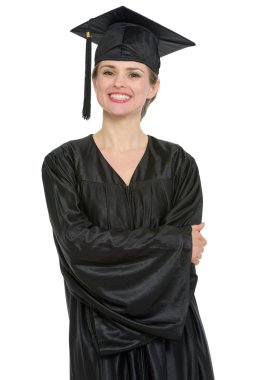 Portrait of happy graduation student woman isolated clipart