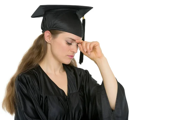 Portrait of concern graduation woman — Stock Photo, Image