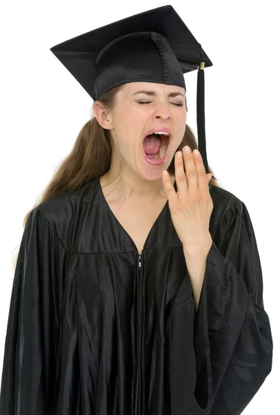 Graduação estudante menina bocejando — Fotografia de Stock