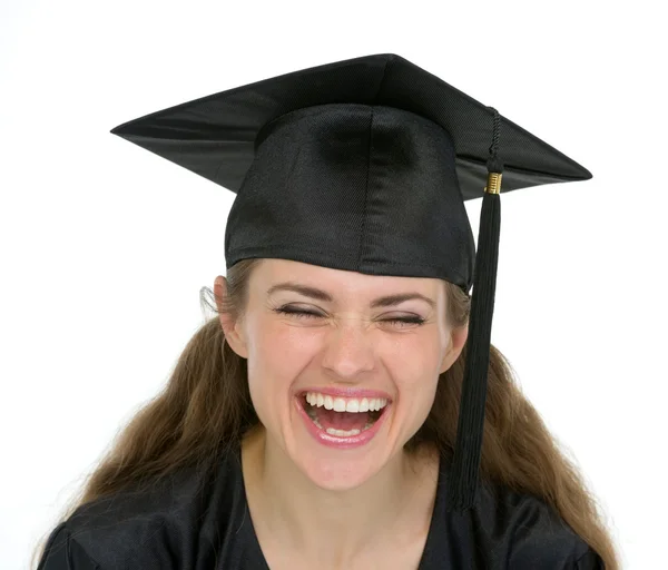 Portrait of laughing graduation woman — Stock Photo, Image