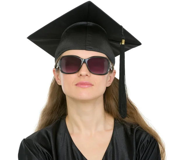 Portrait of cool graduation student in sunglasses — Stock Photo, Image
