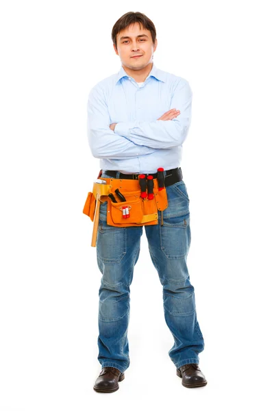 Porträt eines Bauarbeiters in voller Länge — Stockfoto