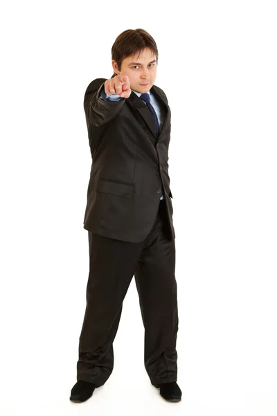 Fiducioso uomo d'affari moderno che ti punta il dito contro — Foto Stock