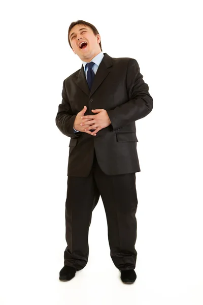 Volledige lengte portret van lachen jonge zakenman — Stockfoto