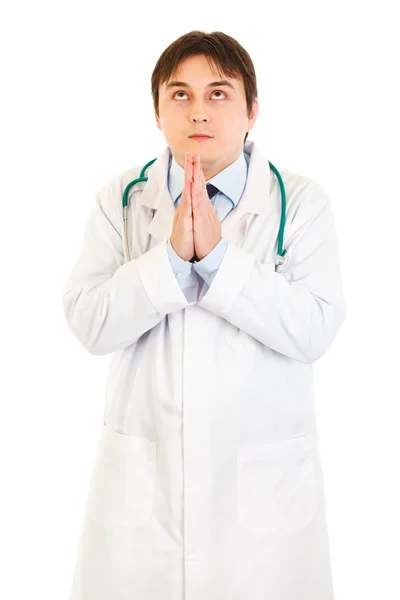 Başarı için dua genç tıp doktoru — Stok fotoğraf