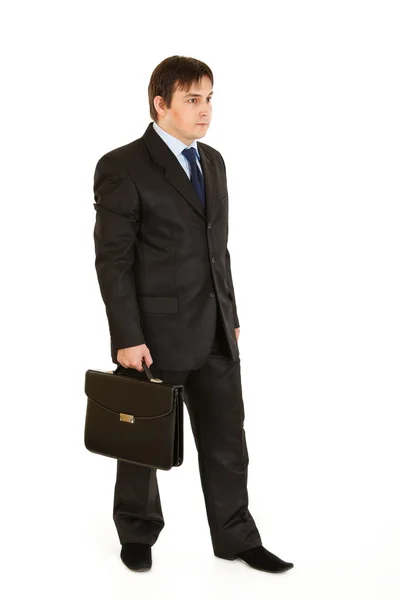 Portrait complet de jeune homme d'affaires tenant la mallette à la main Photos De Stock Libres De Droits
