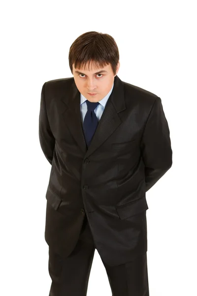 Strict businessman attentively looking at you — Stock Photo, Image