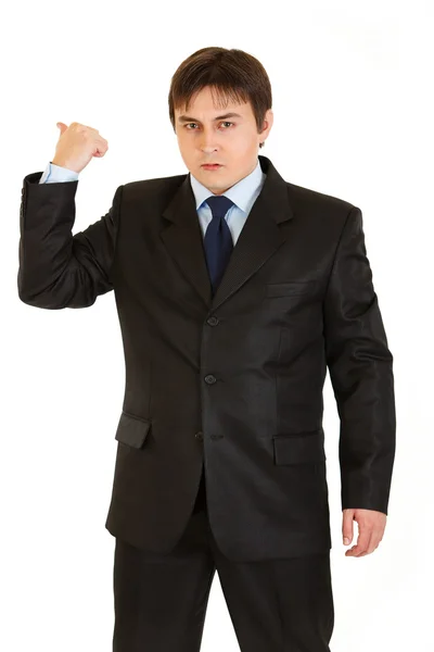 Enojado hombre de negocios mostrando salir gesto — Foto de Stock