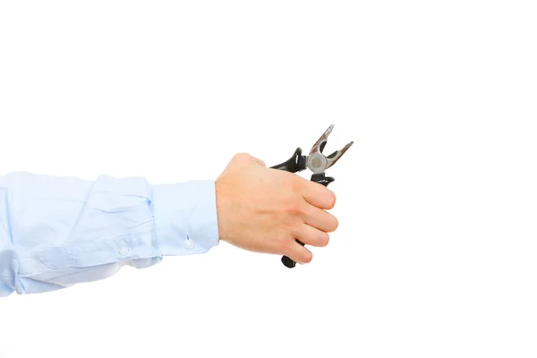 Hand holding pliers — Stock Photo, Image