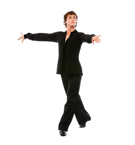 stock image Ballroom male dancer posing on white background