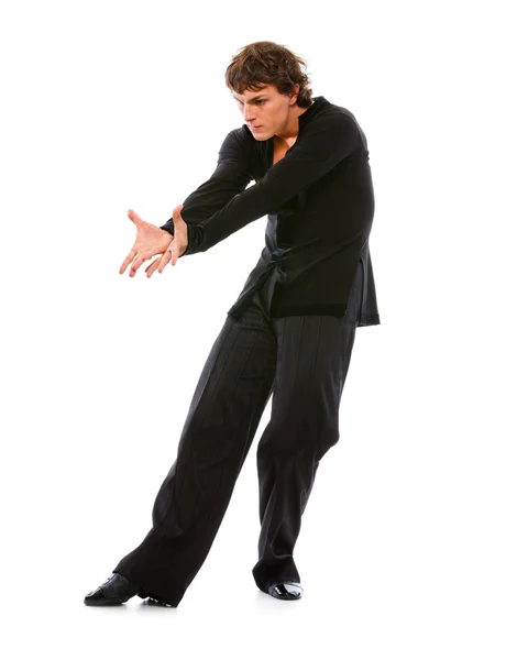 Ballroom male dancer posing on white background — Stock Photo, Image