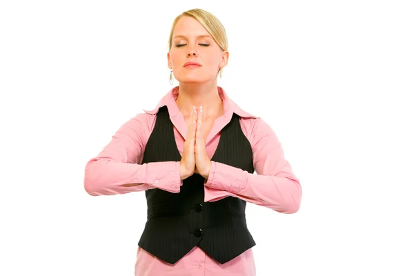 Modern business woman meditating — Stock Photo, Image