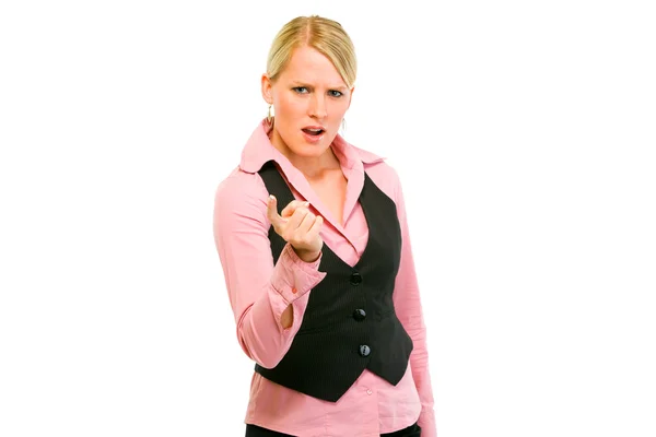 Mulher de negócios irritado agitando o dedo — Fotografia de Stock