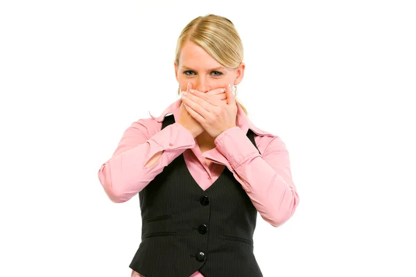 Modern affärskvinna gör tala inga onda gest — Stockfoto