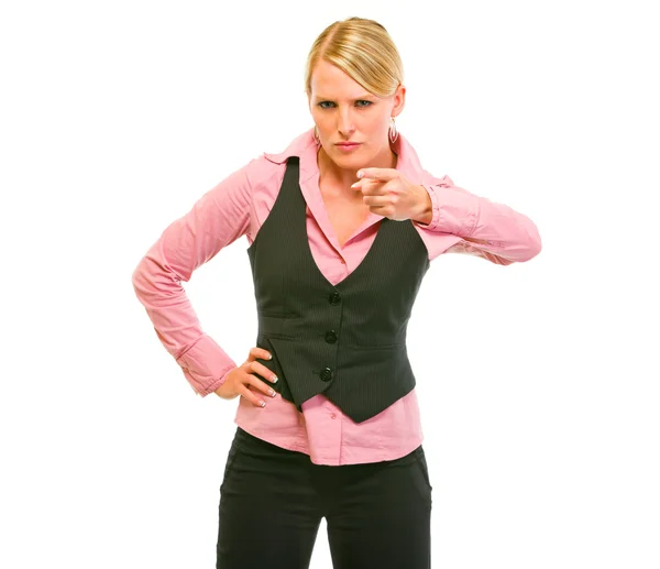 Mulher de negócios irritado agitando o dedo — Fotografia de Stock