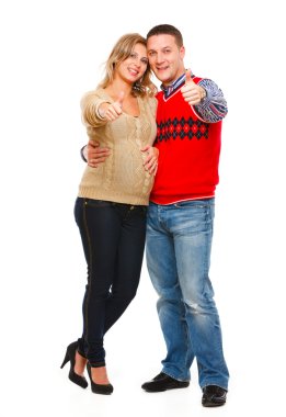 Smiling pregnant woman with husband clipart