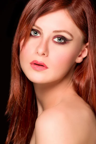 Portrait of beautiful red hair girl. Retouched — Stock Photo, Image
