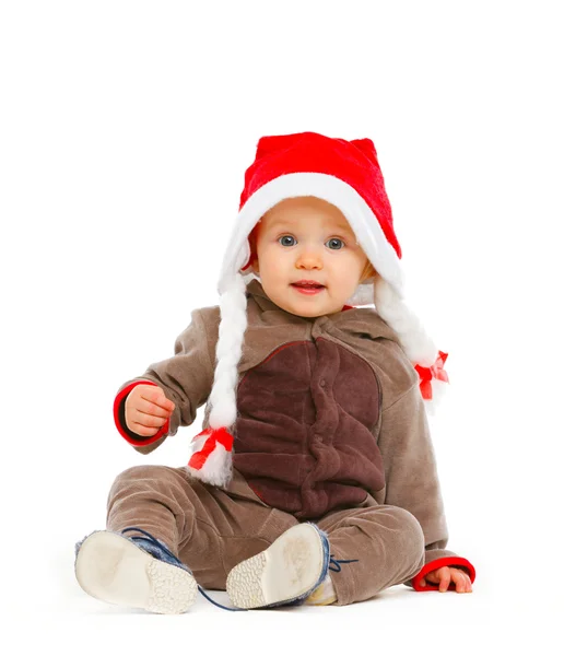 Portret van schattige baby in Kerstman hoed — Stockfoto