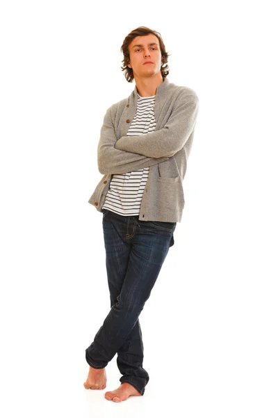 Full length portrait of young man posing on white background — Stock Photo, Image