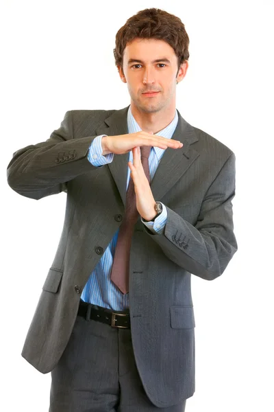 Confident young businessman time out crossed arms — Stock Photo, Image