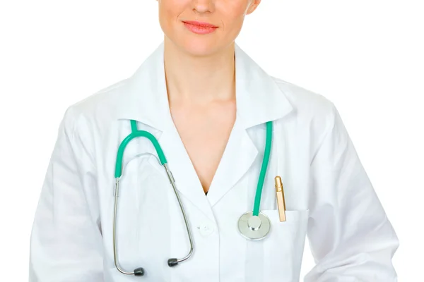 Medical female doctor with stethoscope. Close-up. — Stock Photo, Image