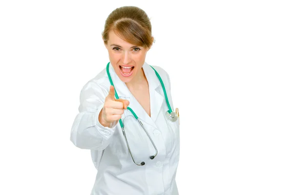 邪悪な医師の女性彼女の指の揺れ — ストック写真