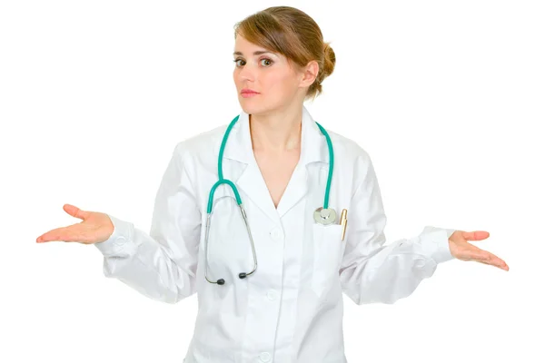 Läkare kvinna med överraskning uttrycket i hennes ansikte — Stockfoto