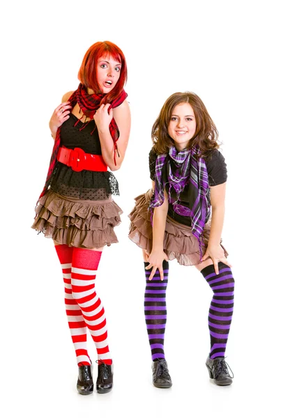 Two young girls posing together Royalty Free Stock Images
