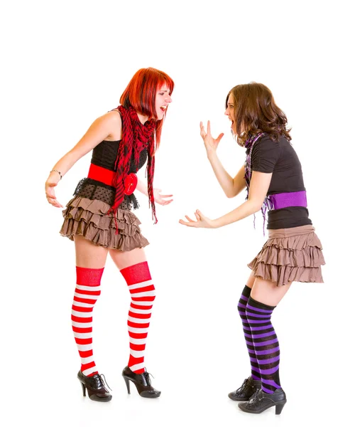 Two young emotional girlfriends quarrel Royalty Free Stock Images