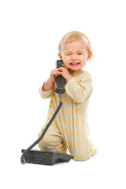 mutlu bebek telefon izole o. ile oynarken komik surat