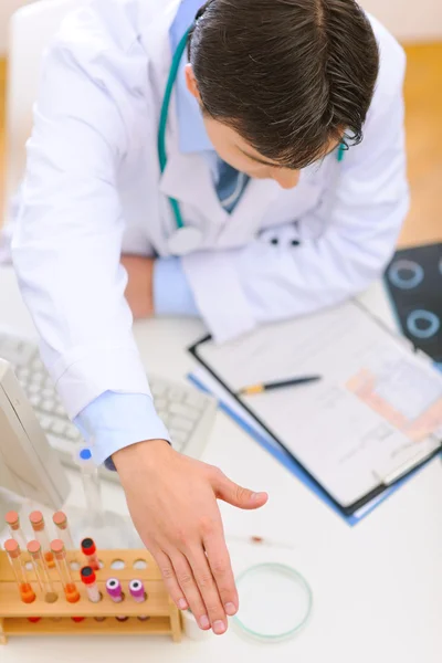 Medical doctor spreading hand for handshake. Top view — Stock Photo, Image