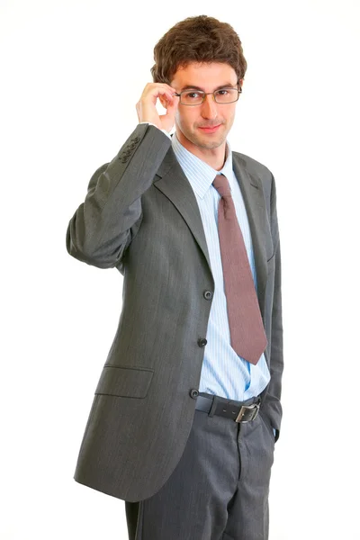 Portrait of confident modern businessman in eyeglasses — Stock Photo, Image