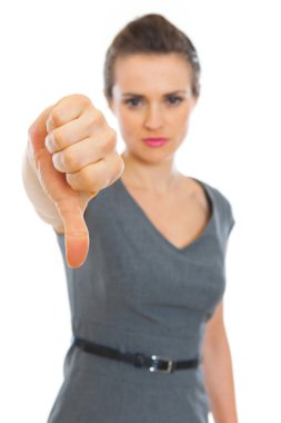 Business woman showing thumbs down clipart