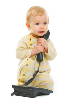 bebek beyaz izole telefon ile