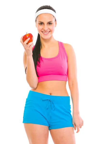 Здоровая девушка держит яблоко — стоковое фото