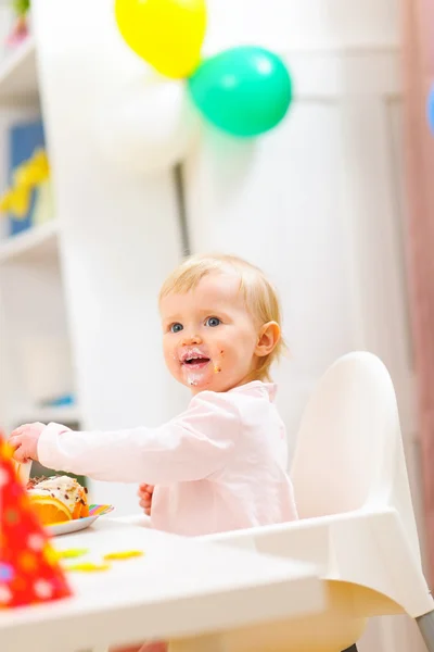 Smiling baby on first birthday celebration — Stock Photo, Image