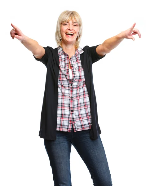 Sorrindo velha mulher se divertindo — Fotografia de Stock