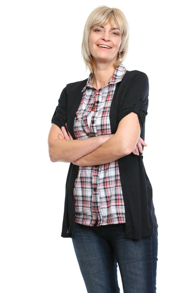 Retrato de mujer de mediana edad con brazos cruzados —  Fotos de Stock