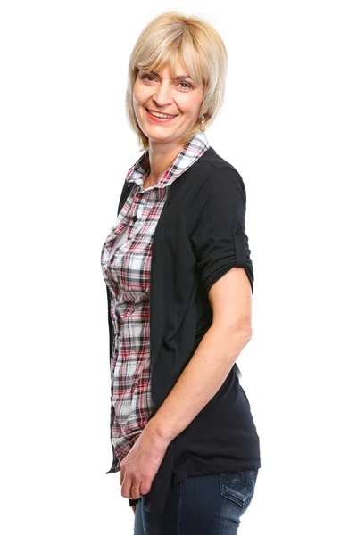 Portrait of happy aged woman — Stock Photo, Image