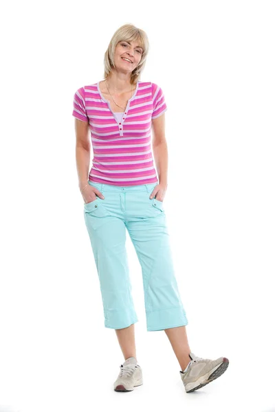 Full length portrait of senior woman in clothes for sport — Stock Photo, Image