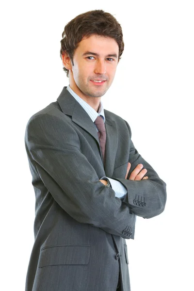 Portret van moderne zakenman met gekruiste handen — Stockfoto