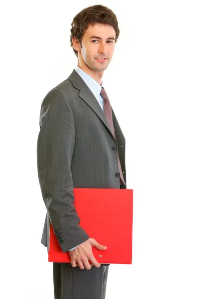Modern employee holding folder — Stock Photo, Image