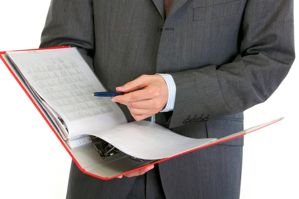 Closeup on hands holding folder with documents — Stock Photo, Image