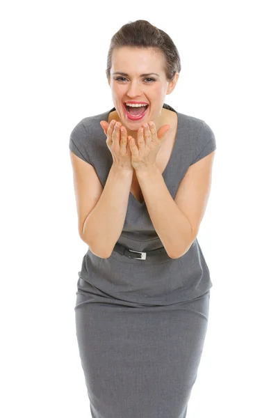 Smějící se obchodní žena — Stock fotografie