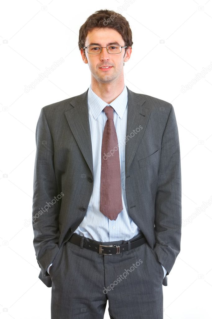 Portrait of happy business man in eyeglasses